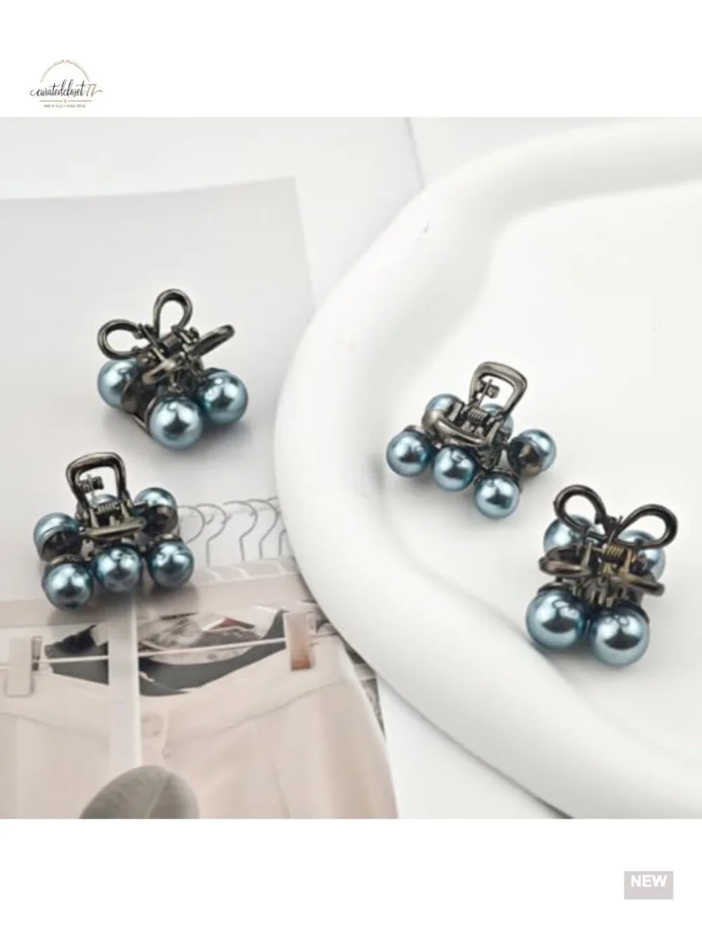 Set of 8 Mini Pearl Hair Claw Clips, Decorative Hair Accessories